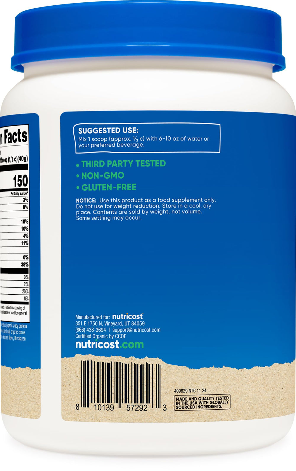 Nutricost Whey Protein gluten-free mark supports gluten-free diets