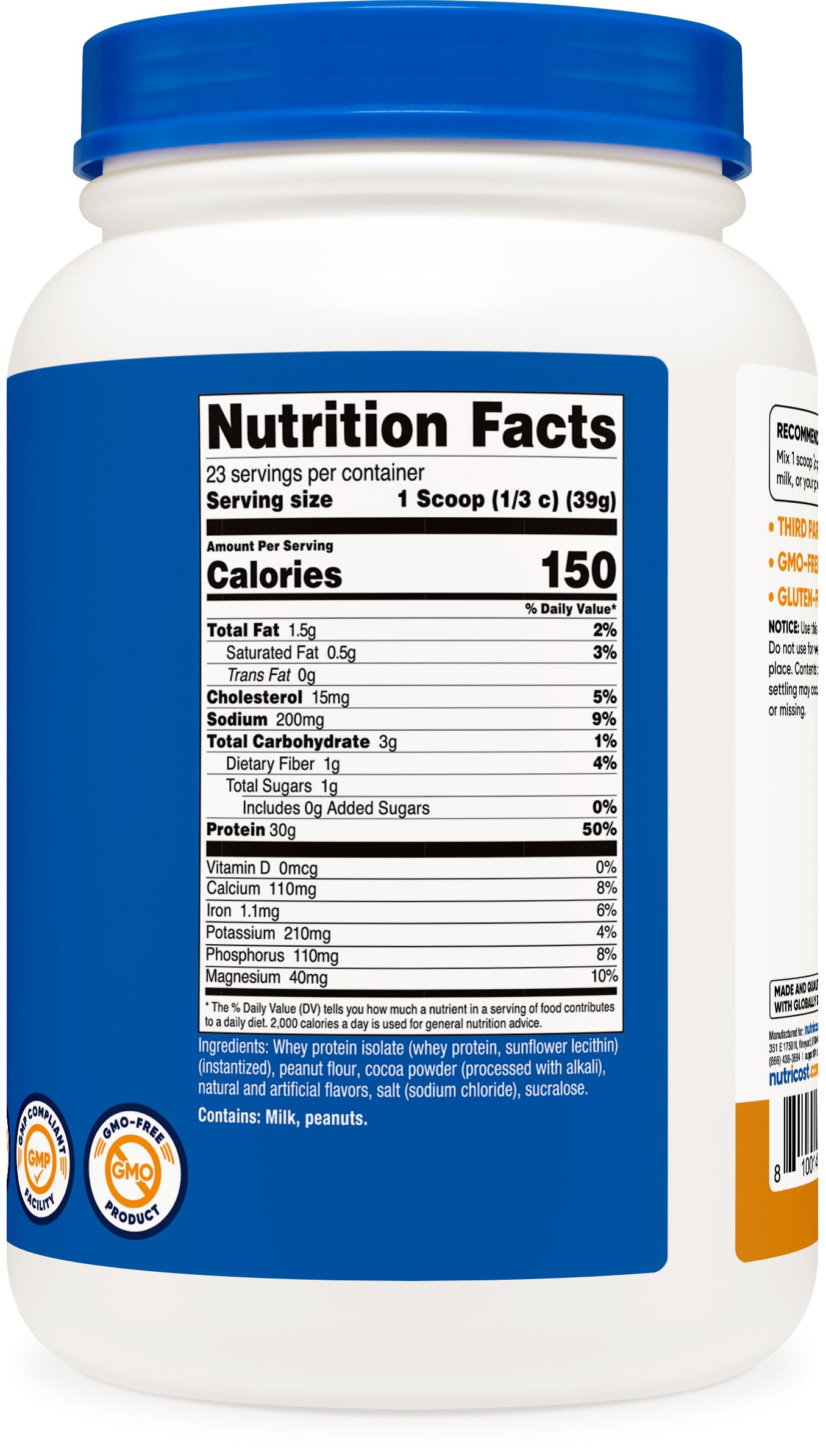 Nutricost label highlights 30g protein per serving for daily support
