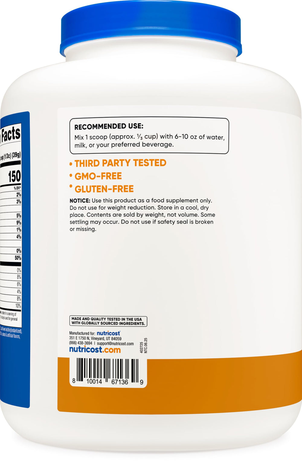 Close-up of organic peanut butter powder in Nutricost formula.