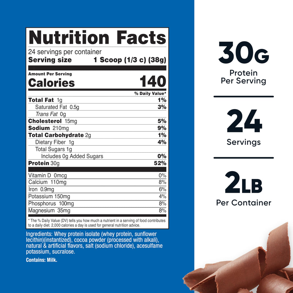 Pouring Nutricost milk chocolate isolate powder for post-workout shake
