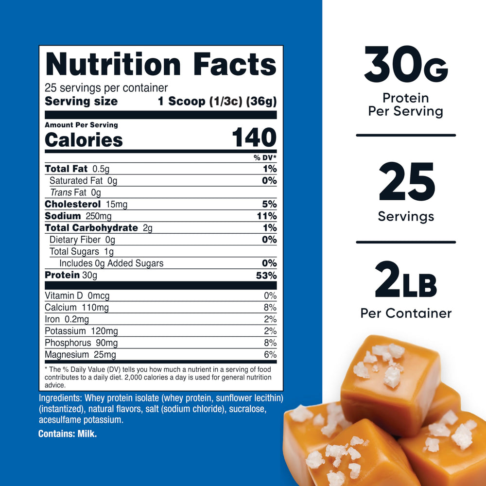 Nutricost Salted Caramel scoop measuring a precise 30g serving.
