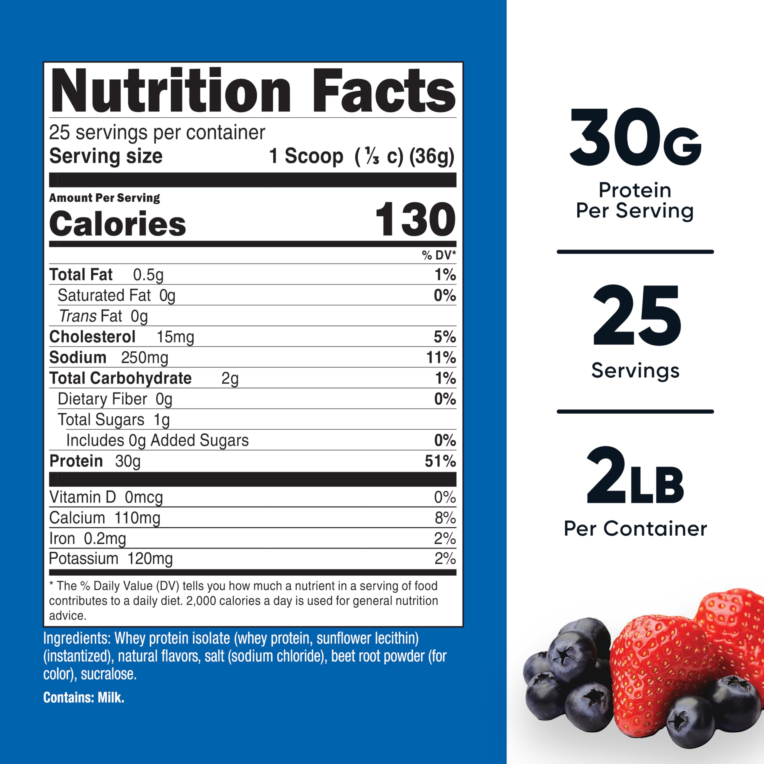 Nutricost Whey Protein Isolate Strawberry Acai scoop measured for a smoothie