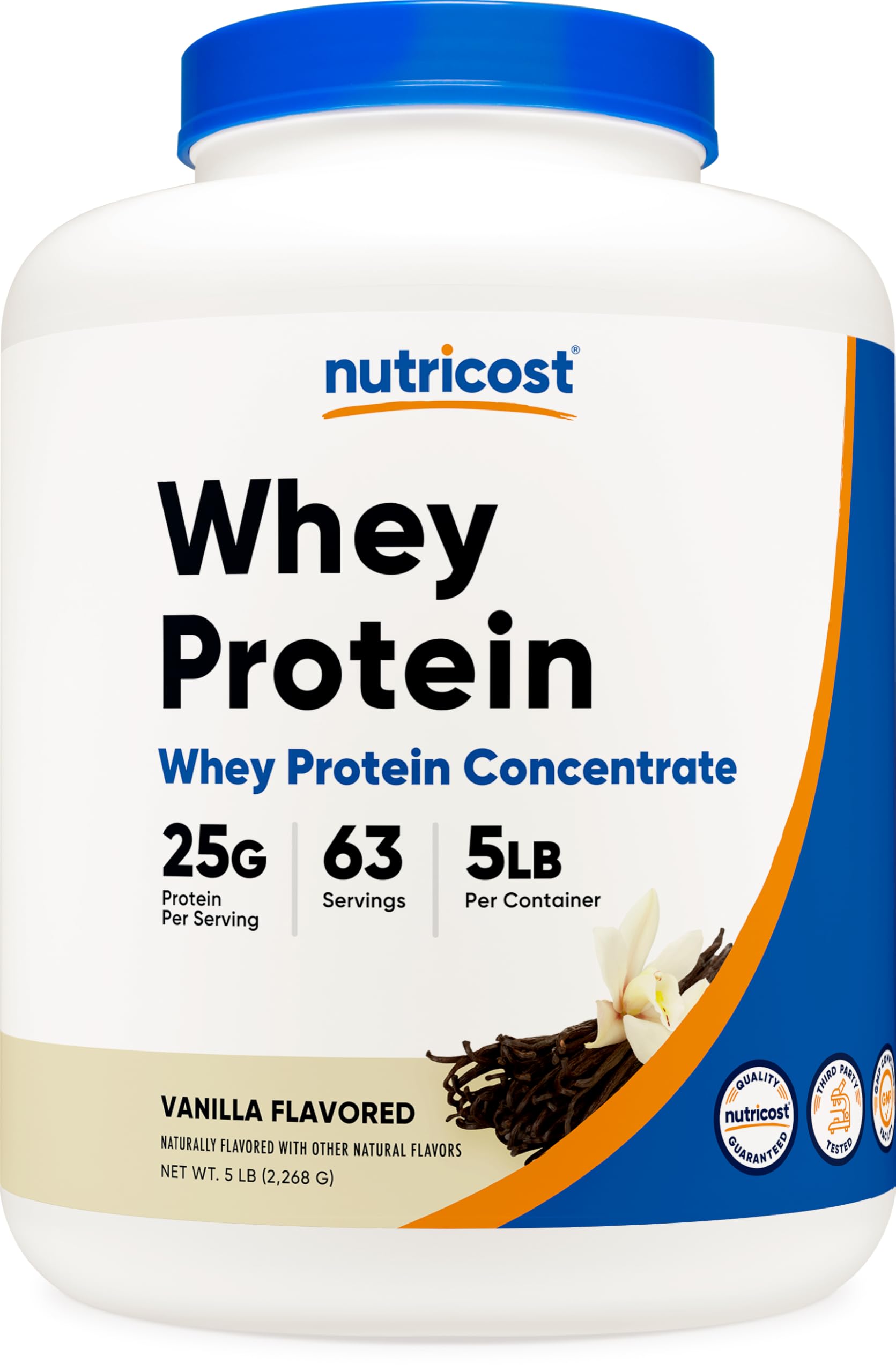 Nutricost Whey Protein Powder Vanilla bottle for daily workouts.