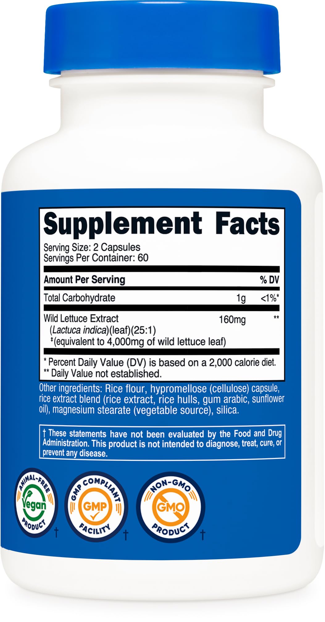 Nutricost Wild Lettuce Extract packaging emphasizing quality and safety
