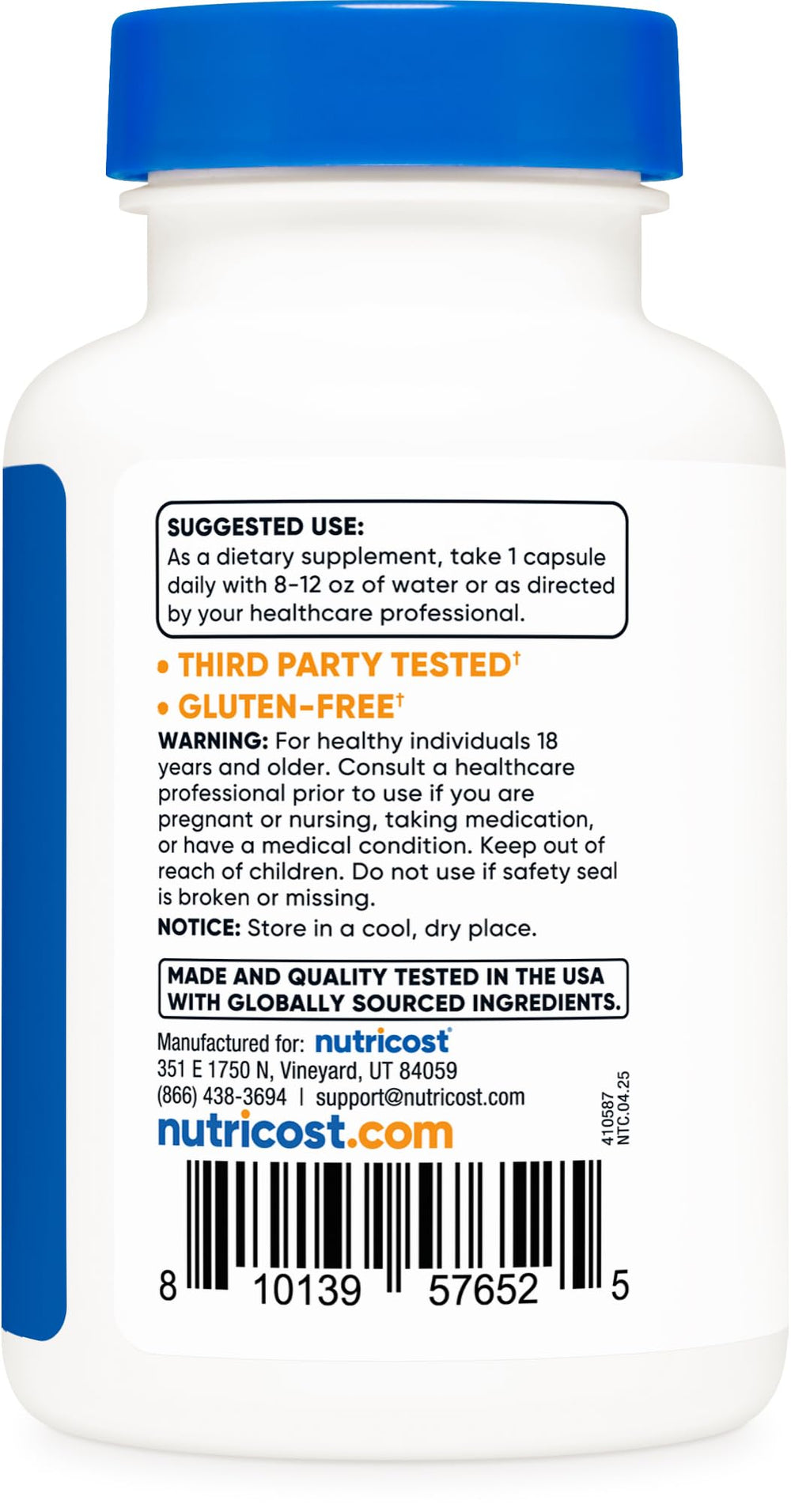 Packaging display of Nutricost Wild Yam Root for easy daily wellness.