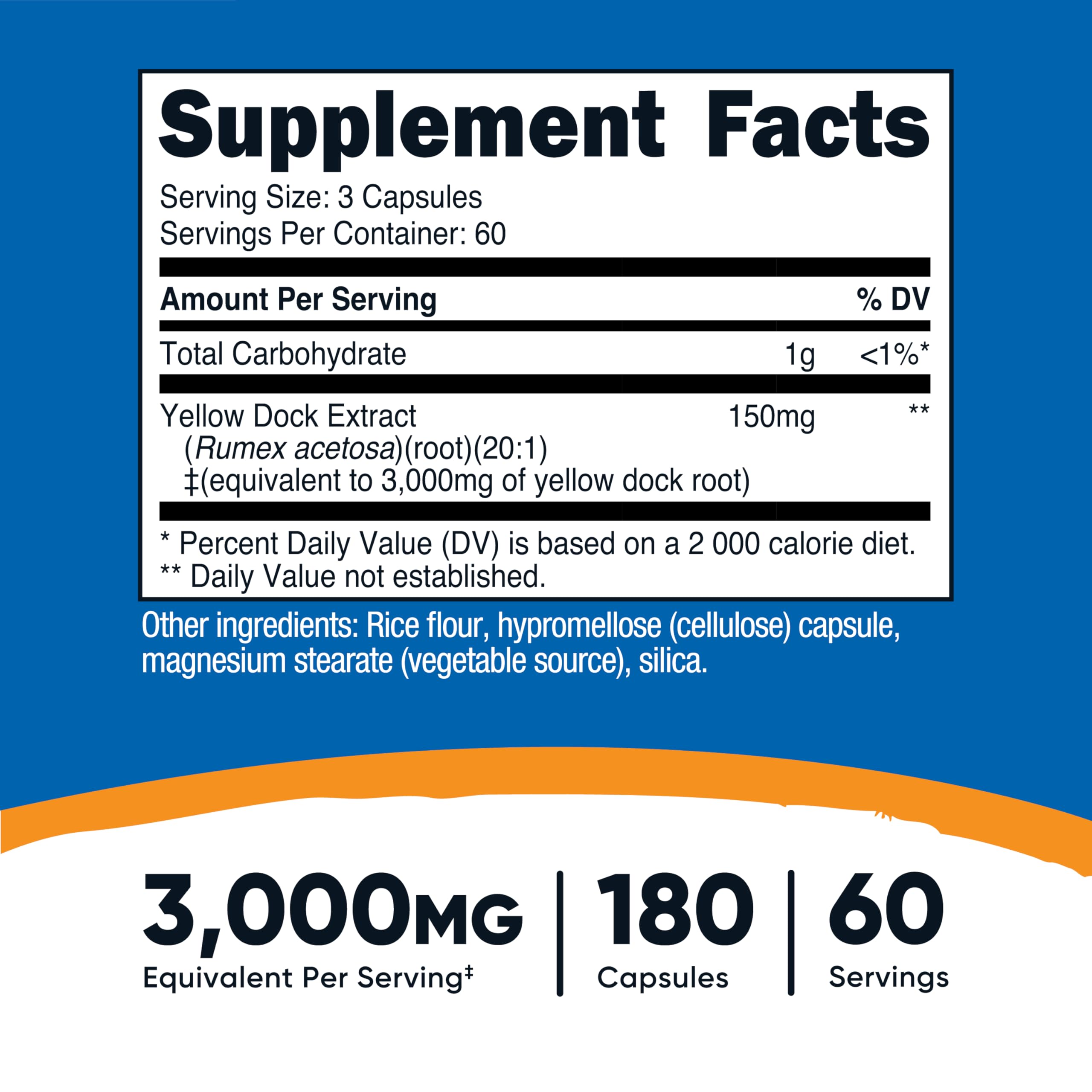 Nutricost Yellow Dock Extract capsules close-up with vegan gluten-free formula