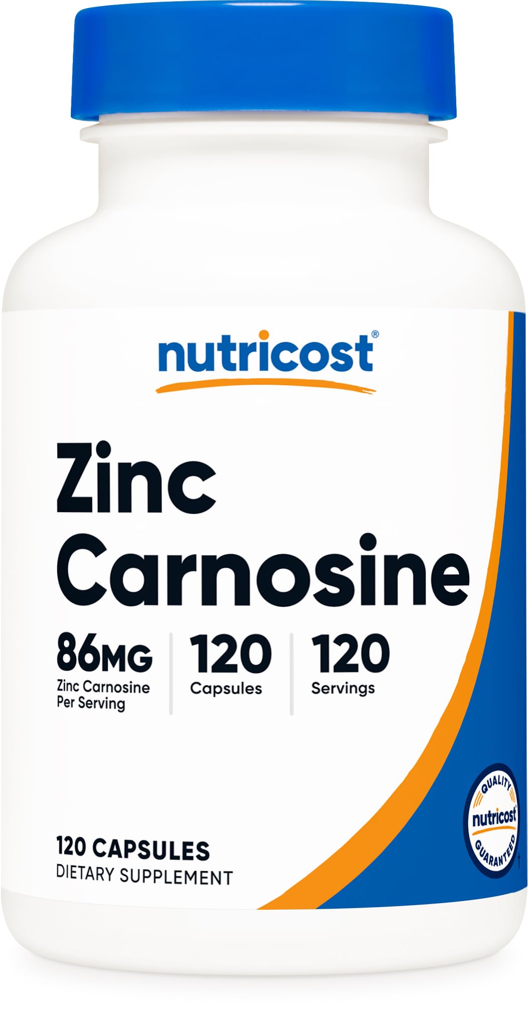 Nutricost Zinc Carnosine bottle front view for easy daily supplementation.