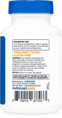 Nutricost Zinc Carnosine serving information panel showcasing 120 servings per bottle.