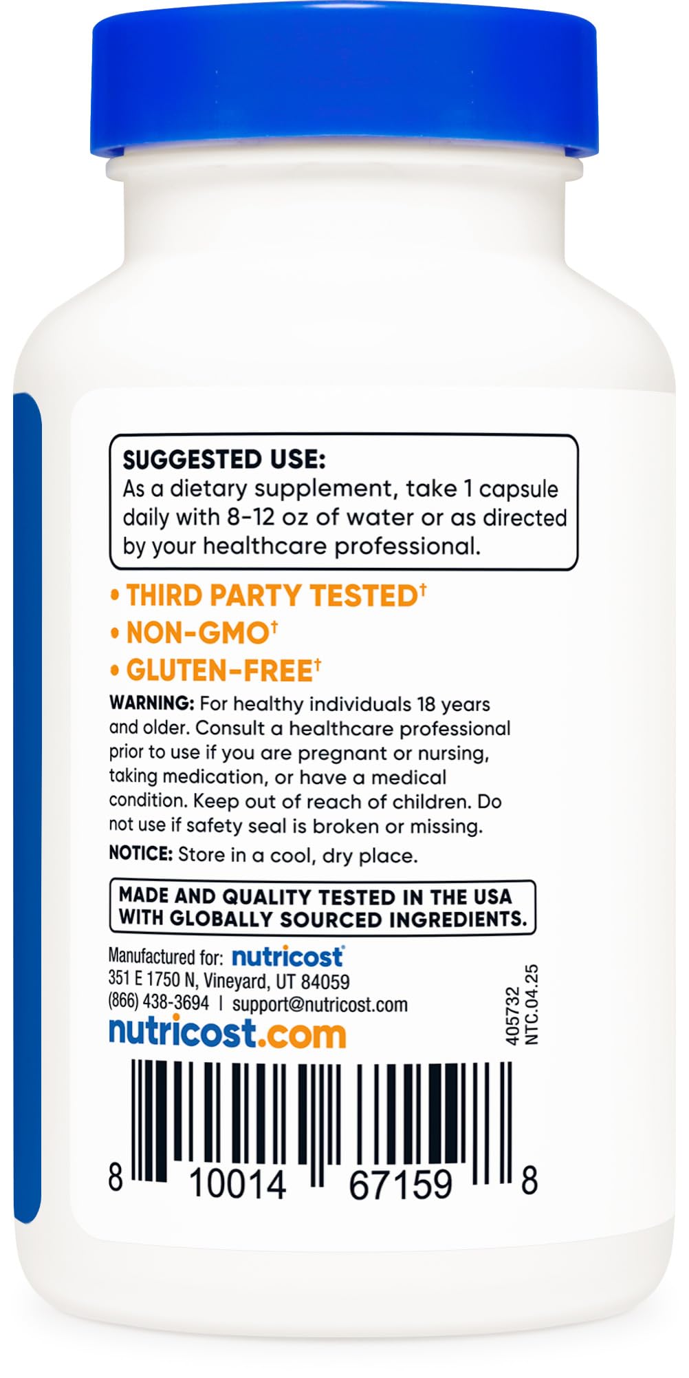 Nutricost Zinc Chelate bottle with packaging indicates 120 servings.