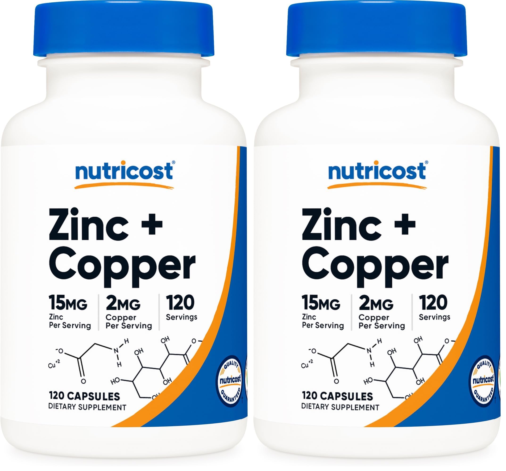 Nutricost Zinc + Copper bottle closeup for daily wellness options