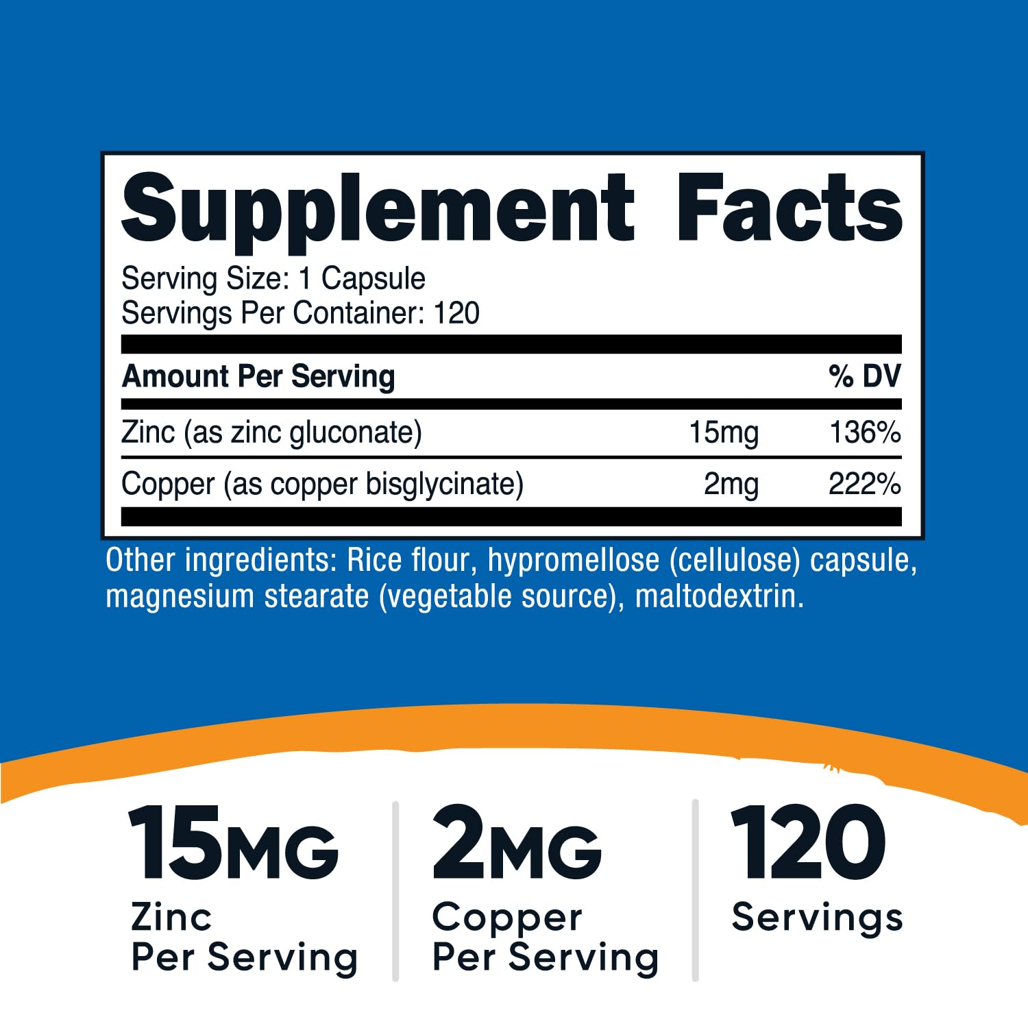 Nutricost Zinc + Copper packaging shows two bottles for extended use