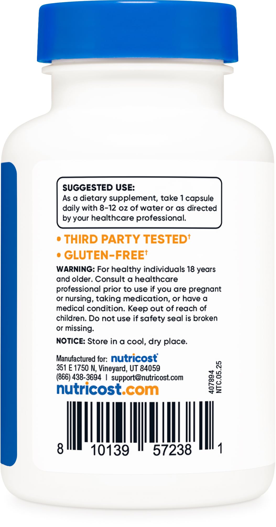 Nutricost Zinc + Copper label shows 15mg zinc and 2mg copper