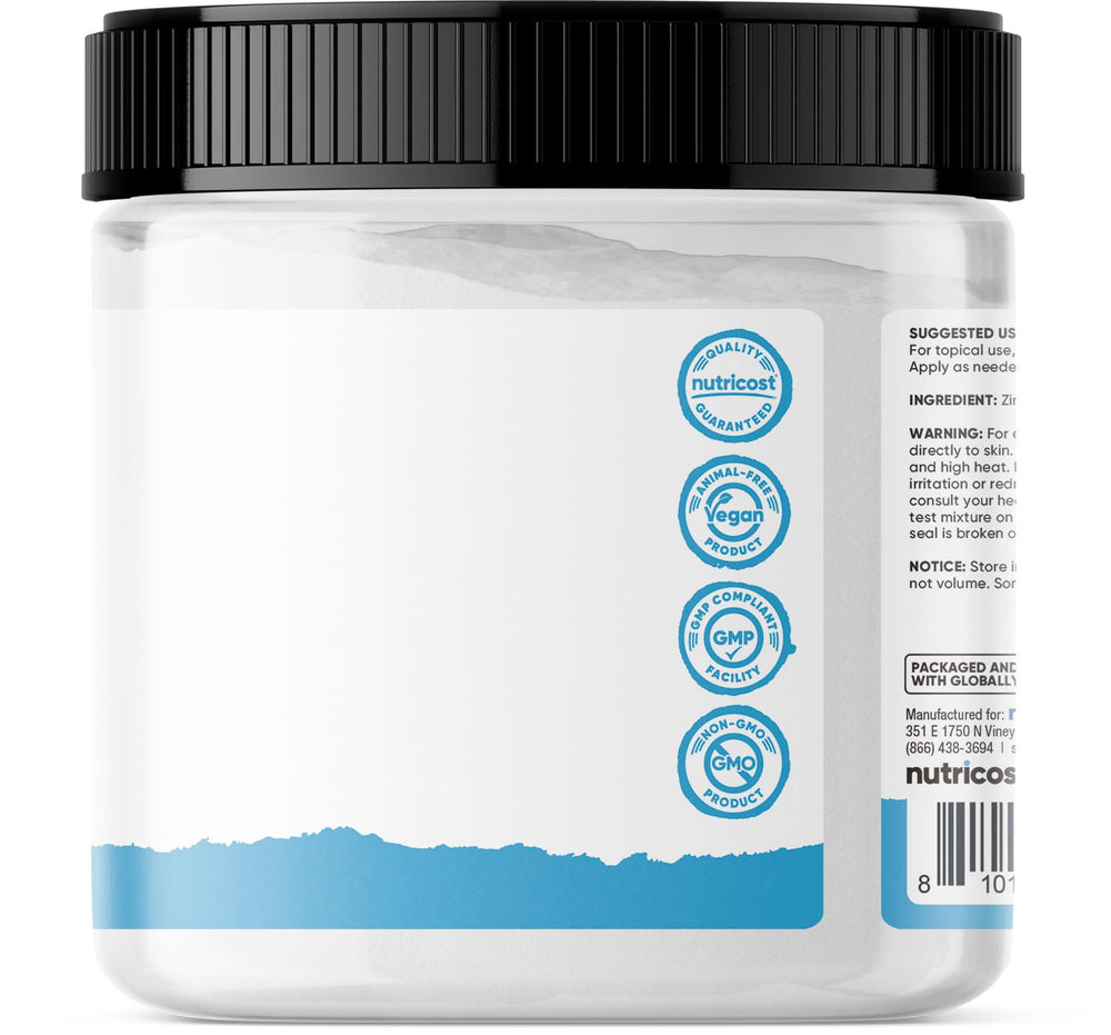 Nutricost zinc oxide powder dust pour shows easy scooping and blending