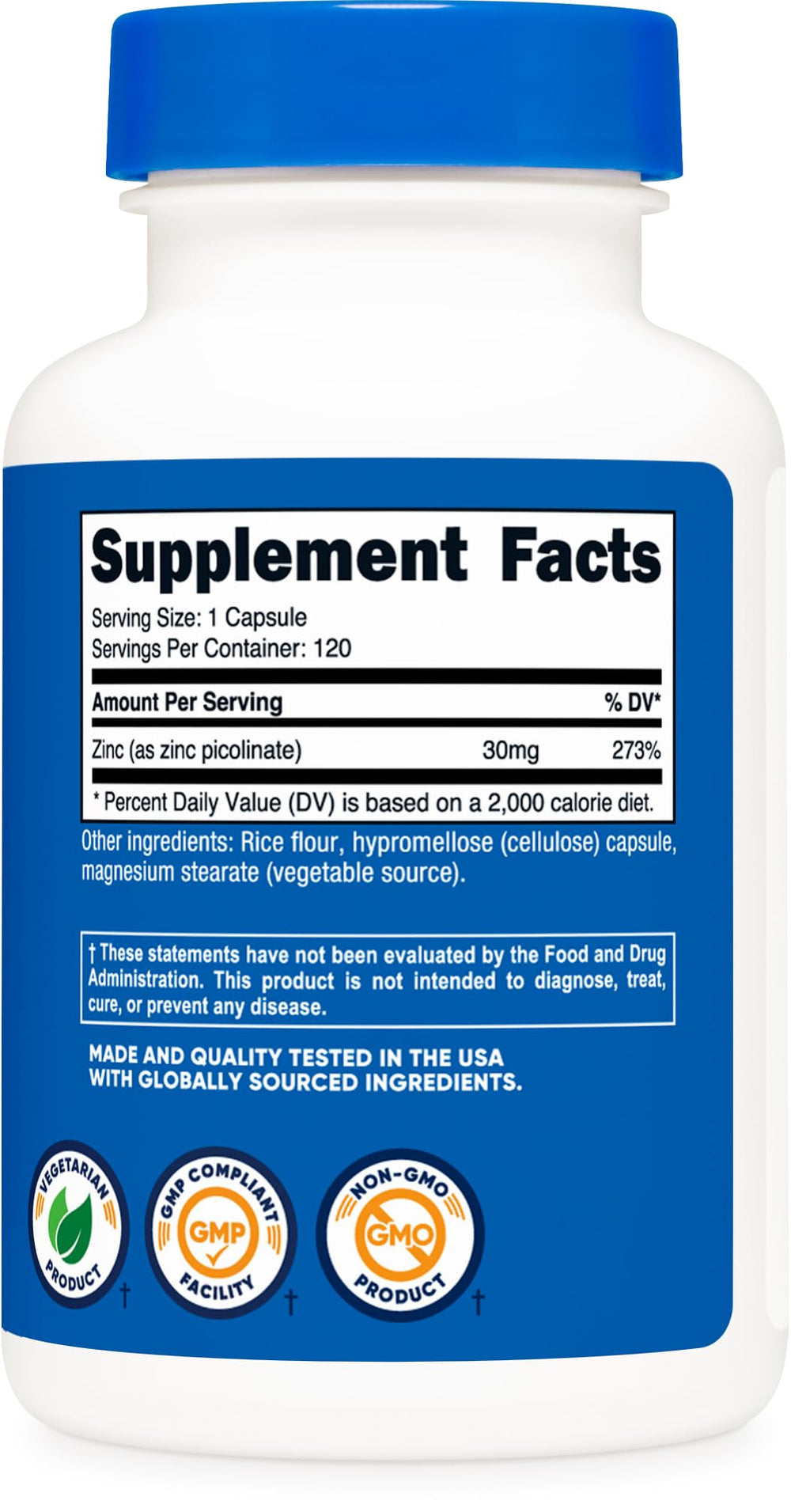 Nutricost Zinc Picolinate 30mg bottle on shelf ready for daily routine