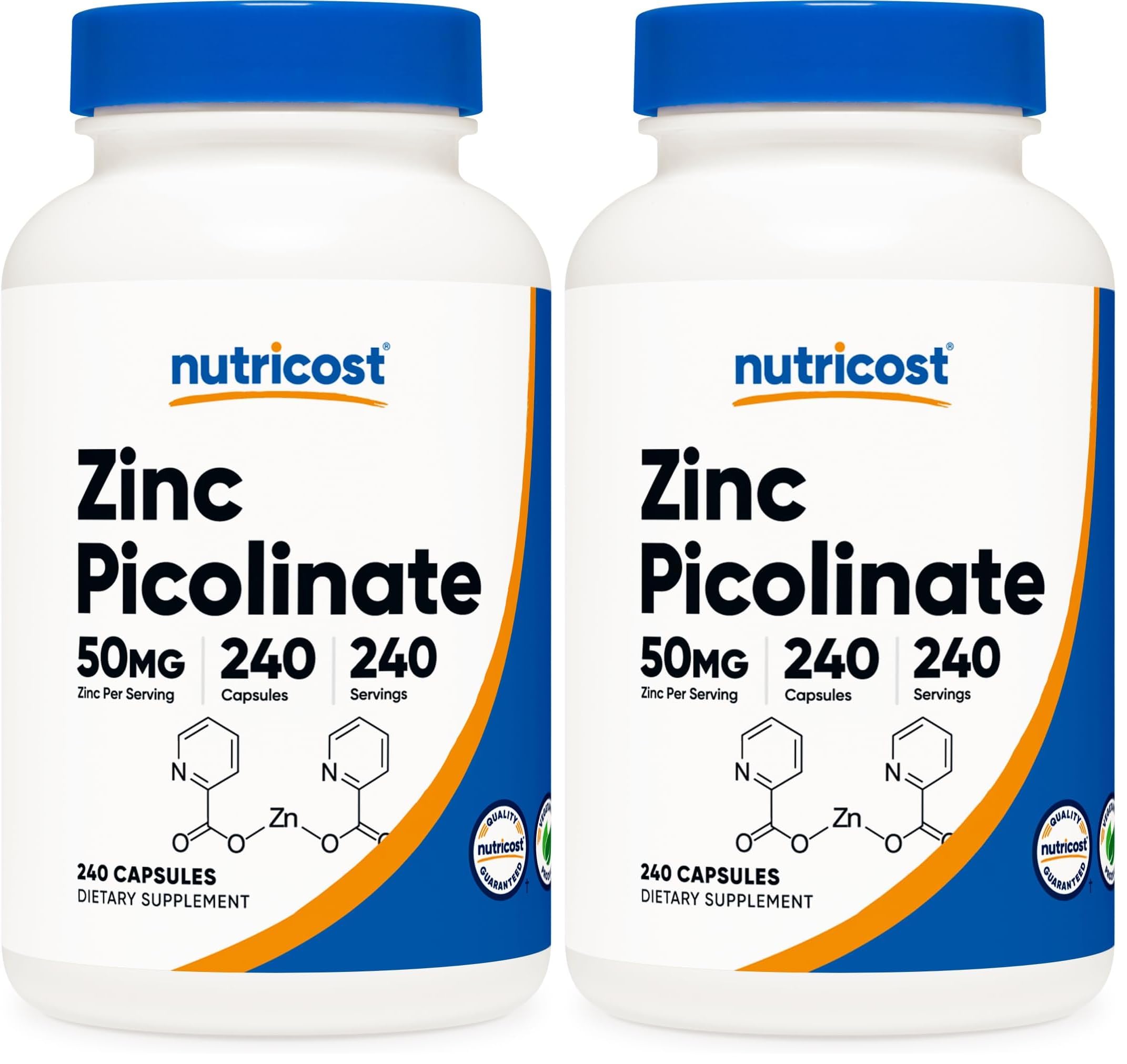 Nutricost Zinc Picolinate 50 mg bottle for daily support.