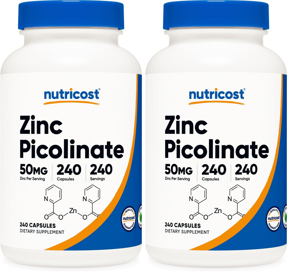 Nutricost Zinc Picolinate 50 mg bottle for daily support.