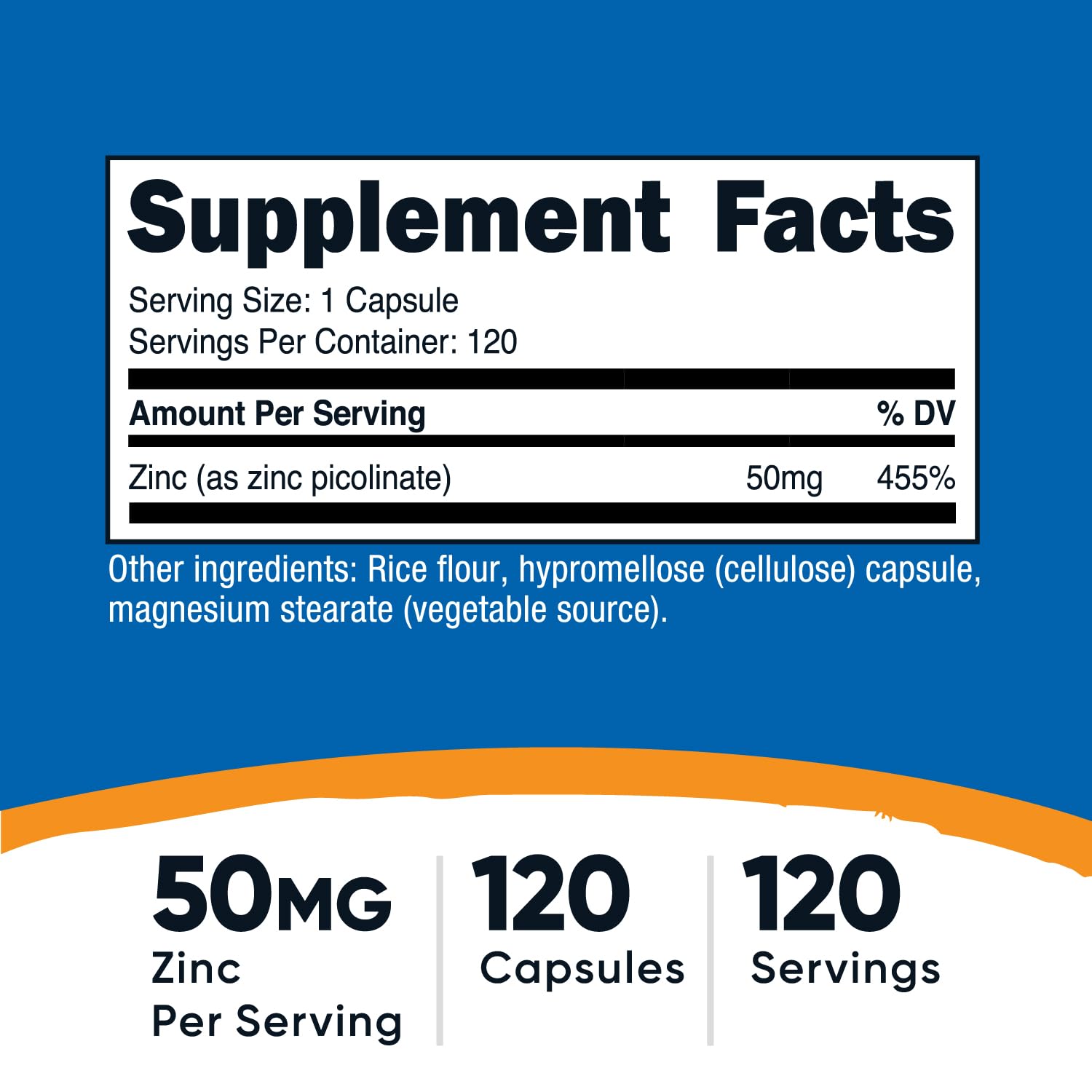 Nutricost Zinc Picolinate capsules close-up, easy to swallow.