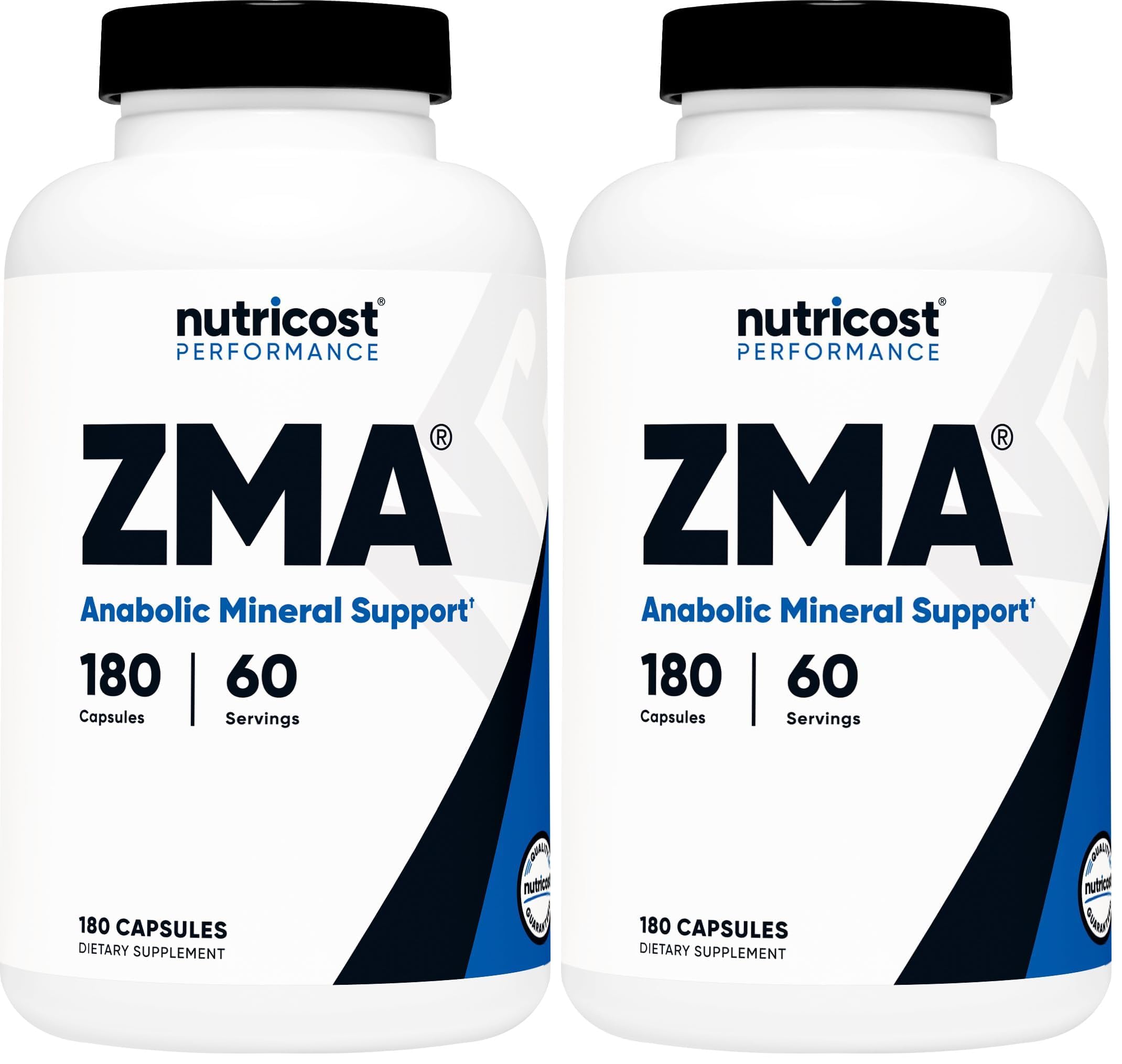 Nutricost ZMA 180 capsules bottle front view supports a consistent daily supplement routine.