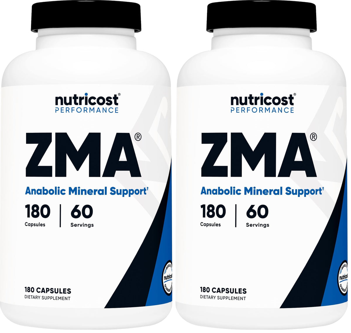 Nutricost ZMA 180 capsules bottle front view supports a consistent daily supplement routine.