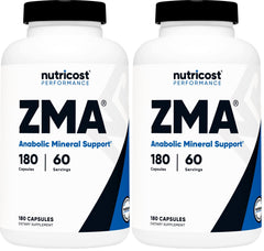 Nutricost ZMA 180 capsules bottle front view supports a consistent daily supplement routine.