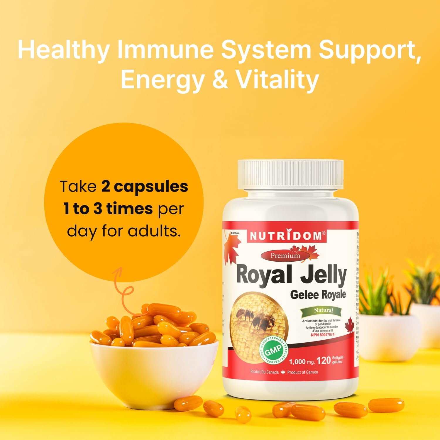 Nutridom Royal Jelly label view highlighting vitamins and amino acids