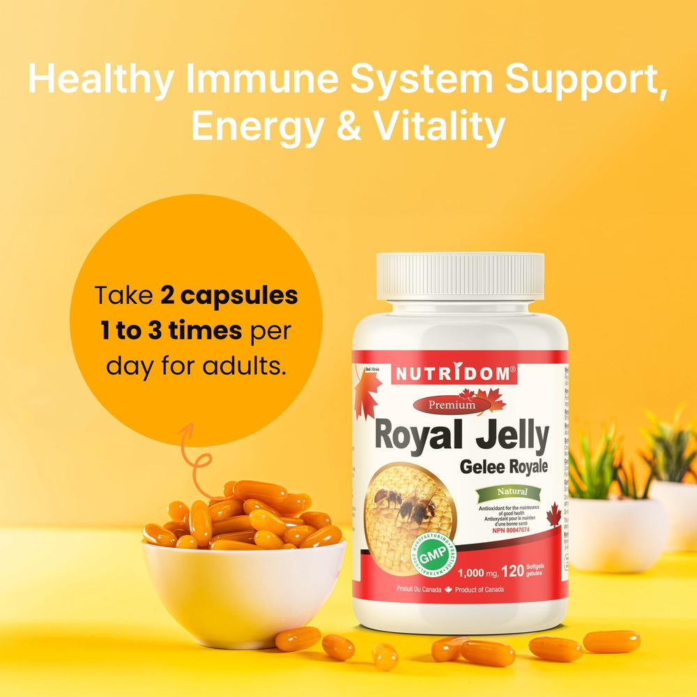 Nutridom Royal Jelly label view highlighting vitamins and amino acids