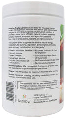 Nutri-Dyn Fruits and Greens glass serve with vibrant color in beverage.