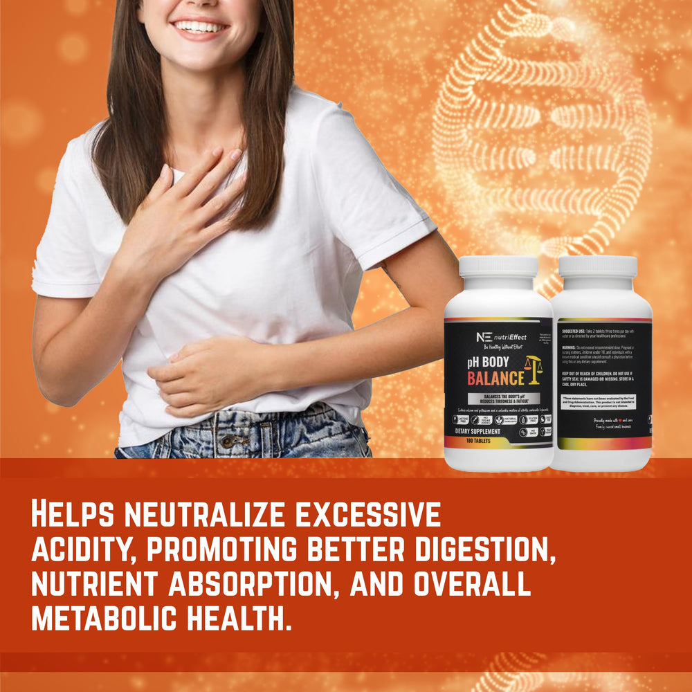 nutriEffect pH Balance label – clear ingredients and usage guidance.