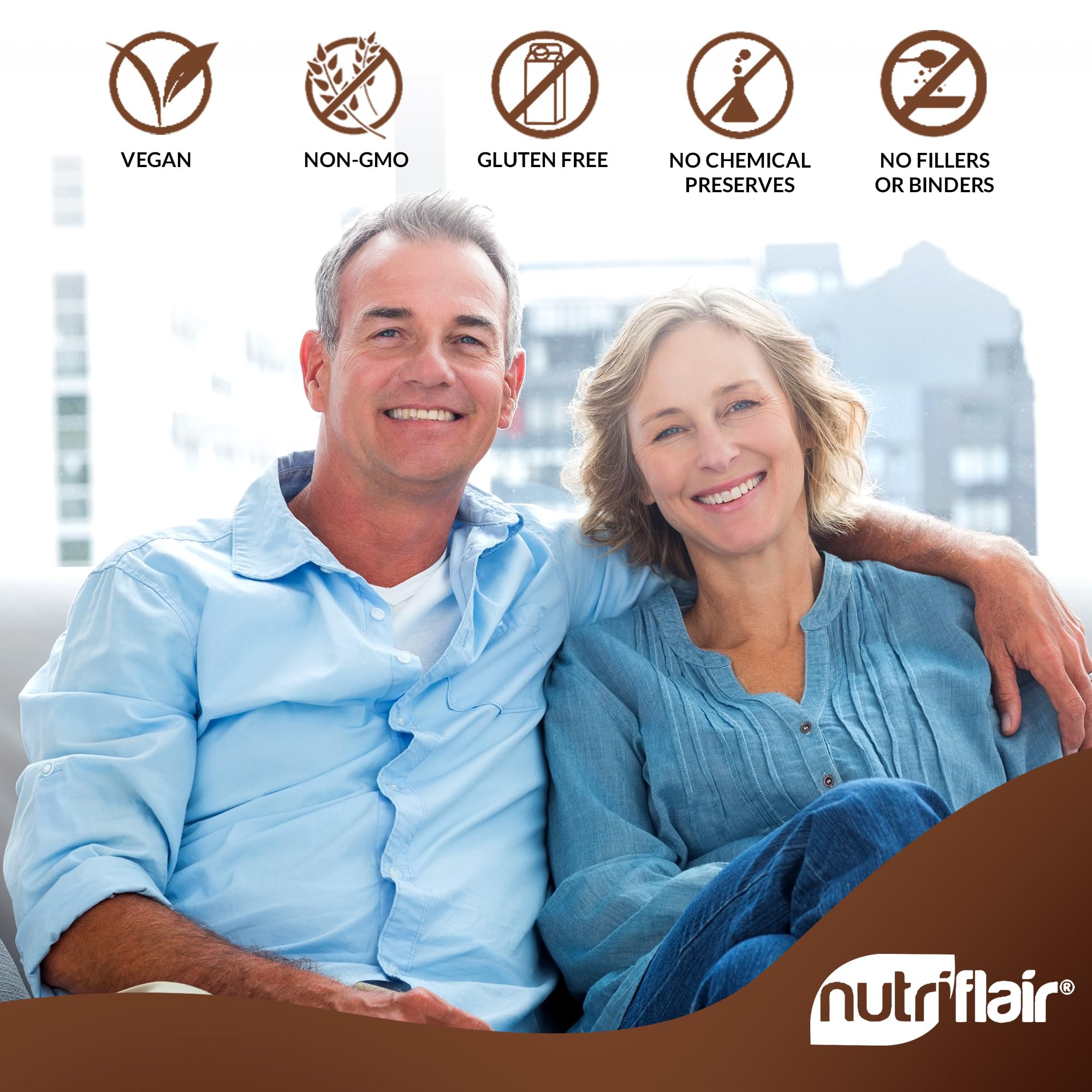 NutriFlair Cinnamon bottle showing Non-GMO label for clean ingredients.