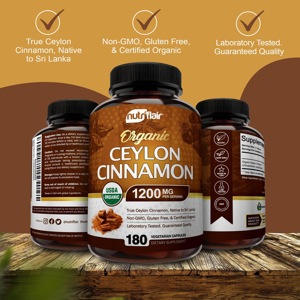 NutriFlair capsules with GMP badge, indicating quality manufacturing standards.