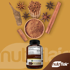 NutriFlair Organic Cinnamon label highlighting USDA Organic certification for transparency.