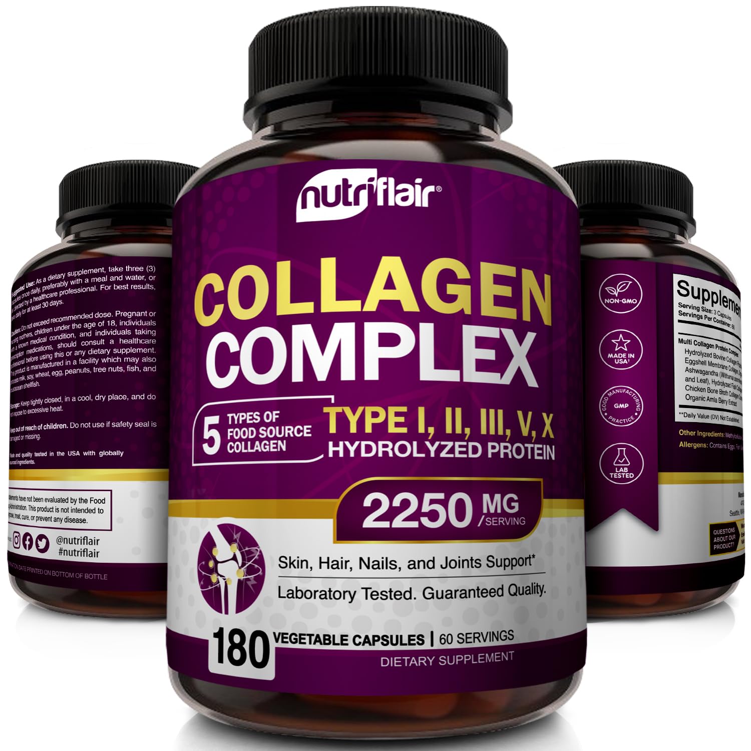 NutriFlair collagen powder scoop ready to blend into beverages.