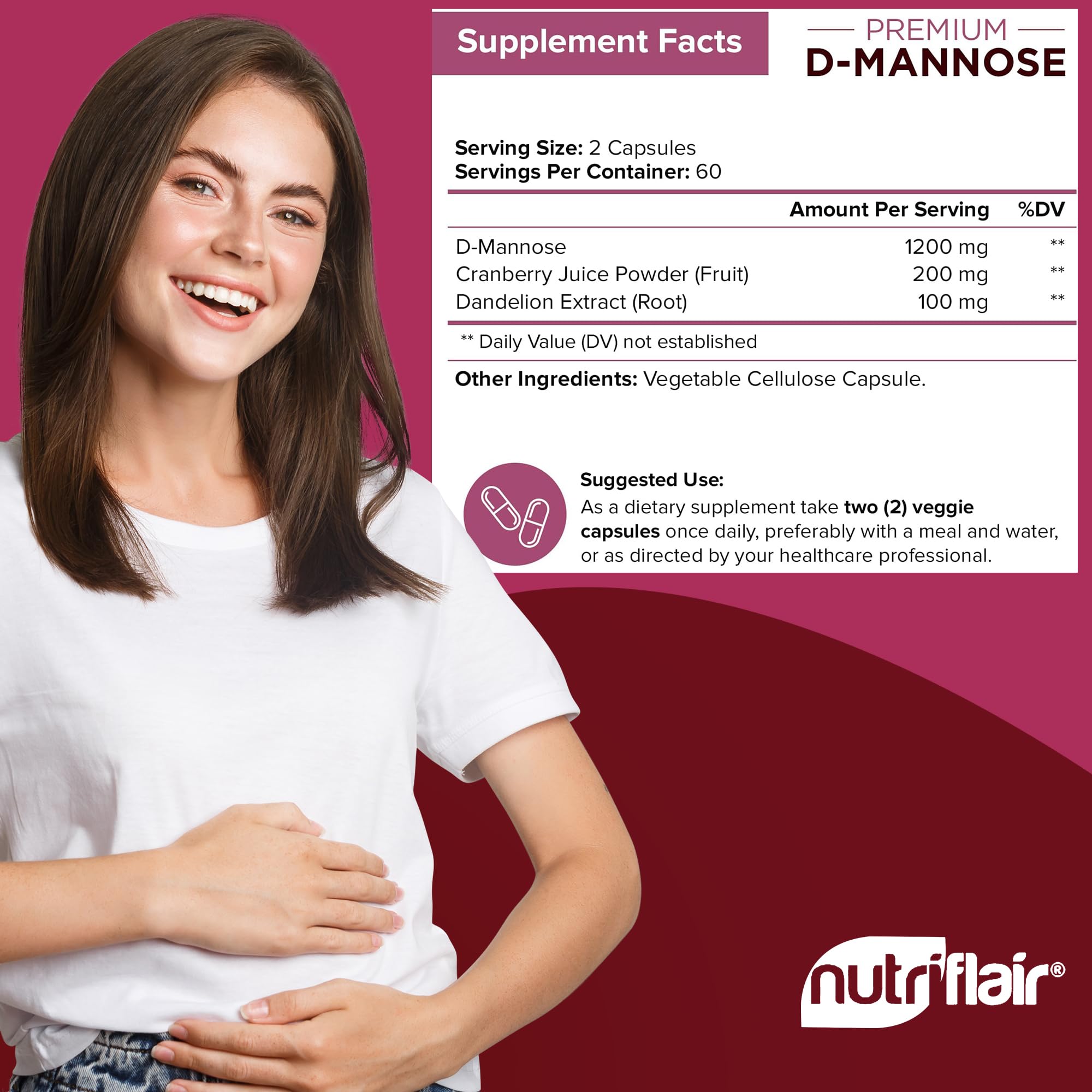 NutriFlair dandelion extract tablets, natural detox and fluid balance.