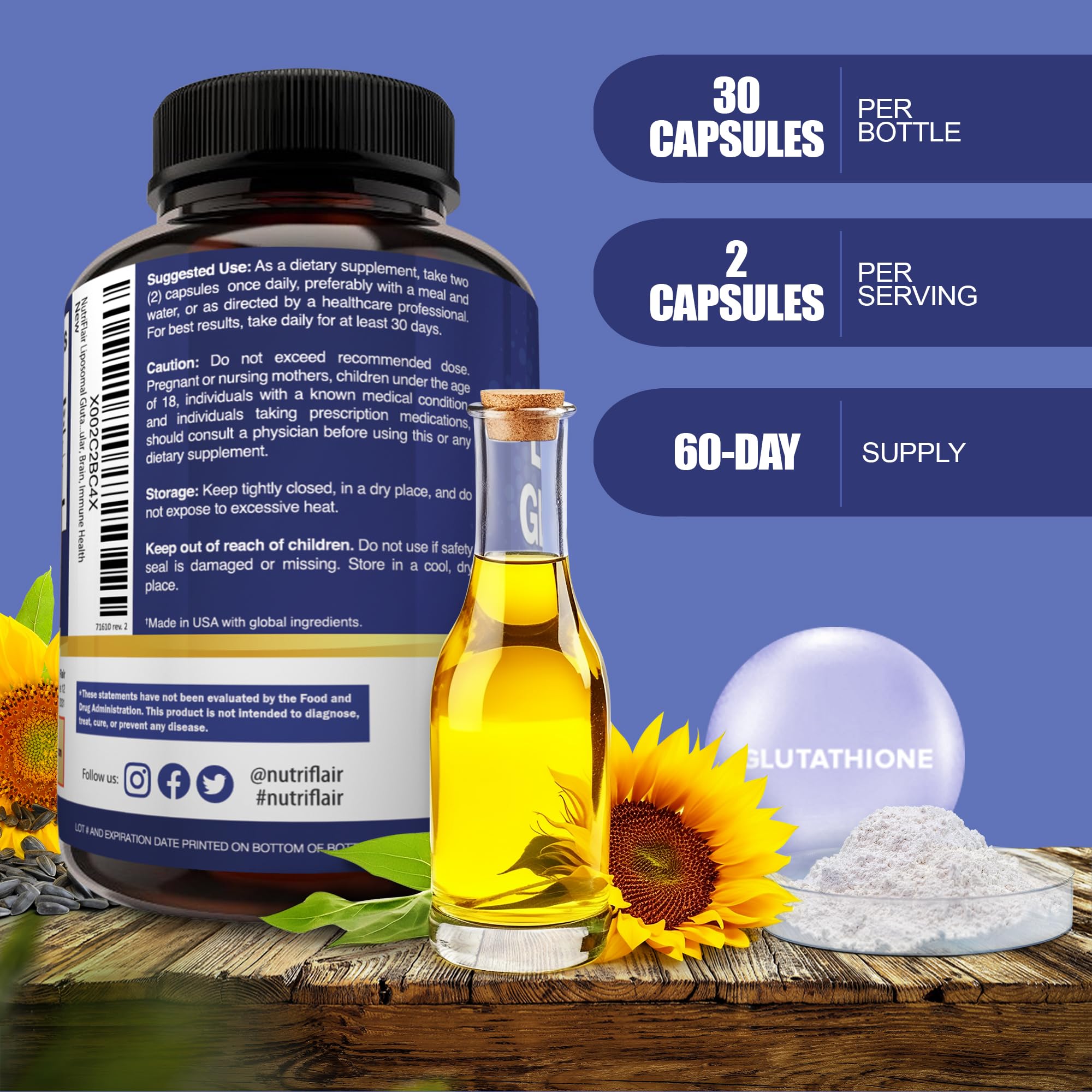 NutriFlair USA-made GMP facility label indicating high standards.