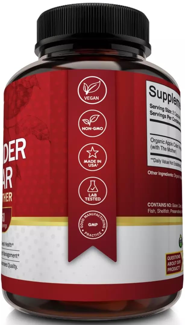 NutriFlair ACV powder capsules packaging and serving size.