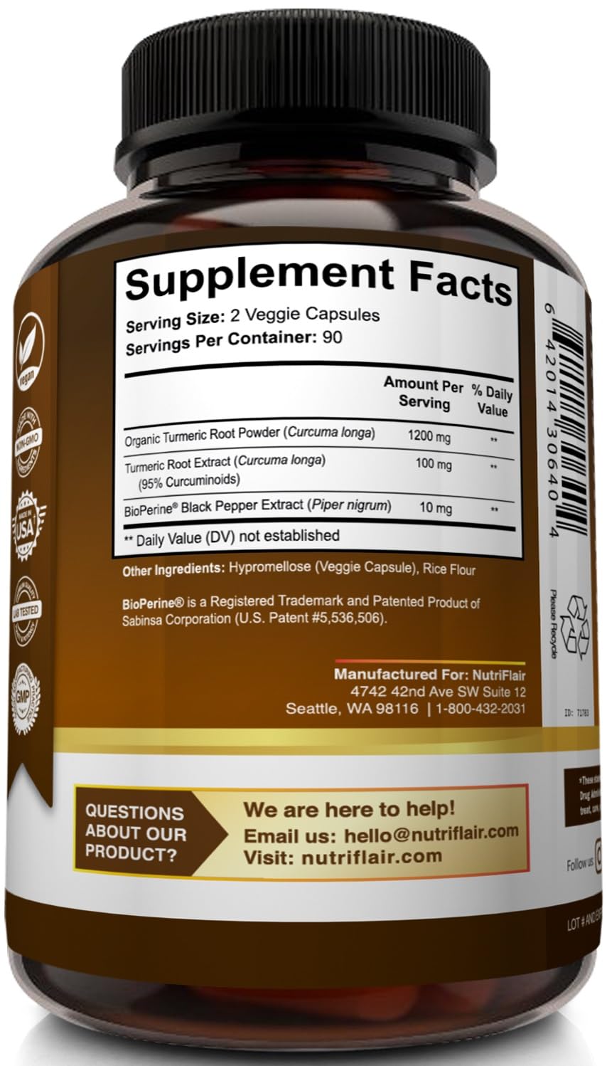 NutriFlair Turmeric Curcumin 90-day supply reflects long-term daily use