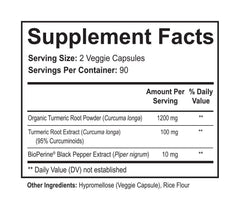 NutriFlair Turmeric Curcumin capsules closeup highlights 1300 mg potency per serving