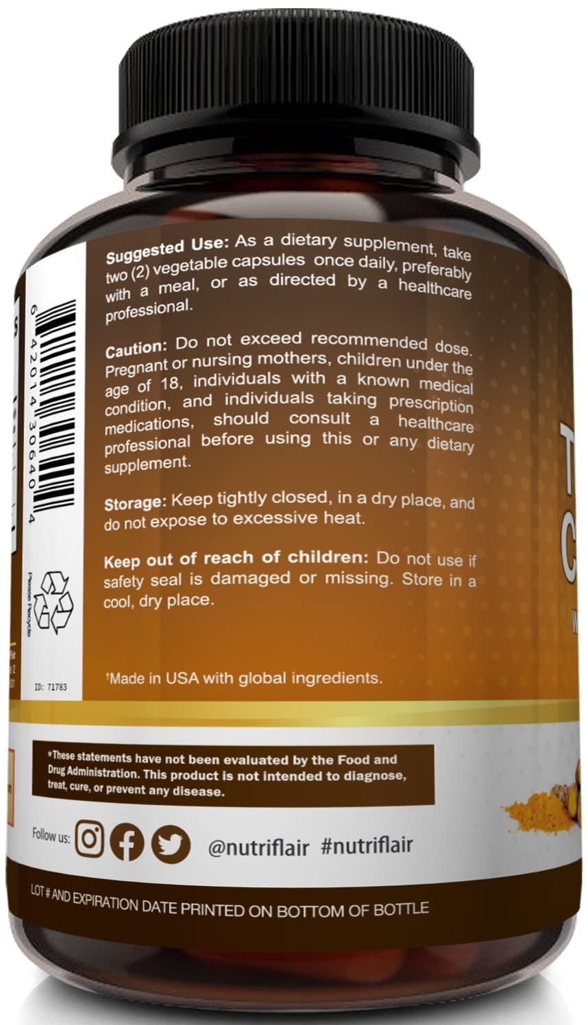 NutriFlair Turmeric Curcumin vial in hand signals portability for on-the-go routines