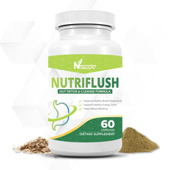 NutriFlush bottle front view highlighting the high-absorption colon support formula