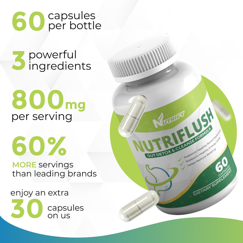 NutriFlush ingredients glass close-up illustrating natural compounds for gut health