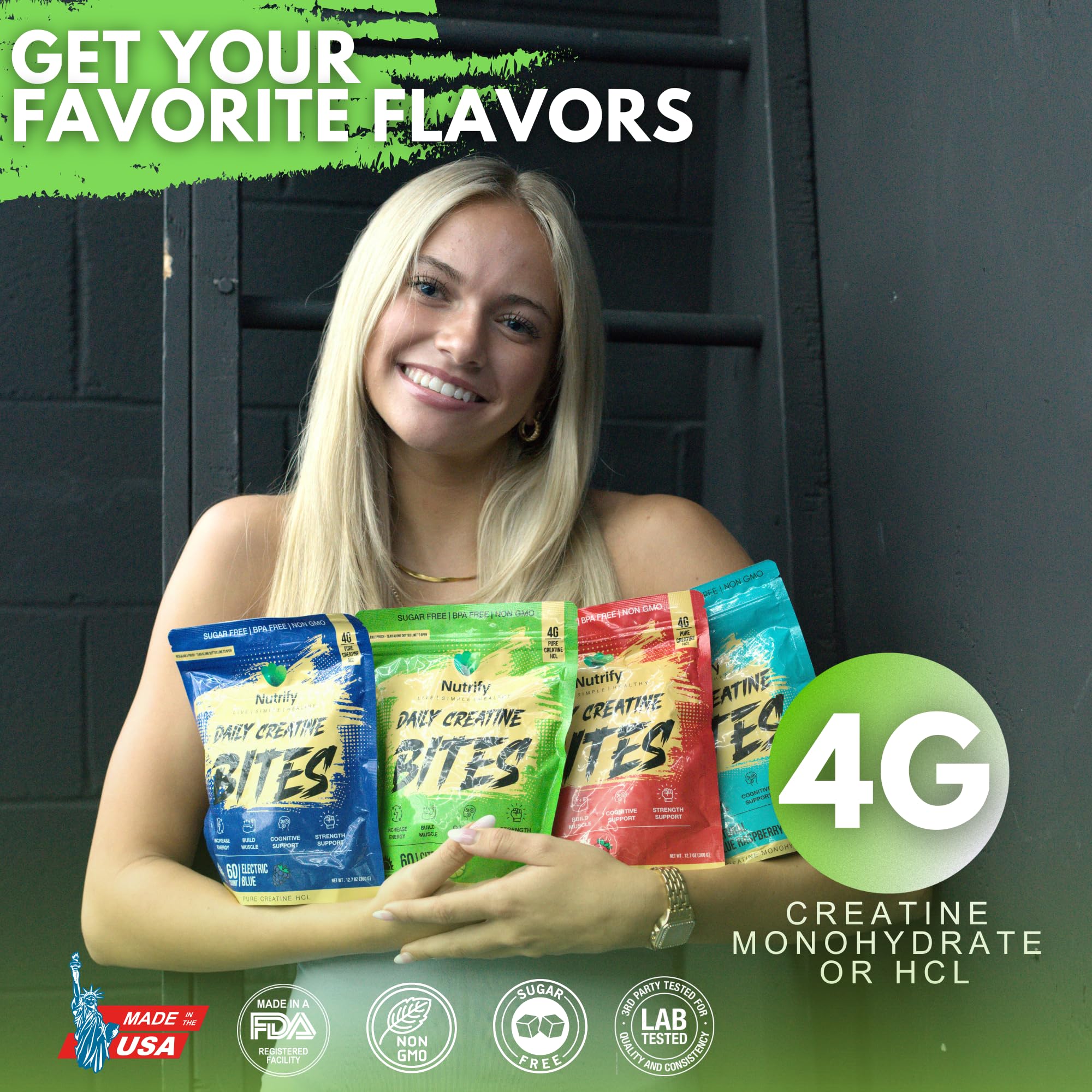 Nutrify Daily Creatine Gummies easy-to-chew texture, ideal for quick supplementation