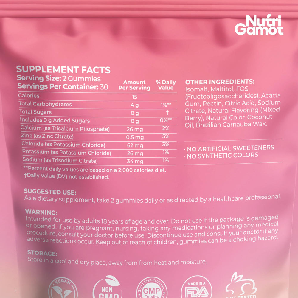 NutriGamot mixed berry hydration gummies on-the-go for workouts.