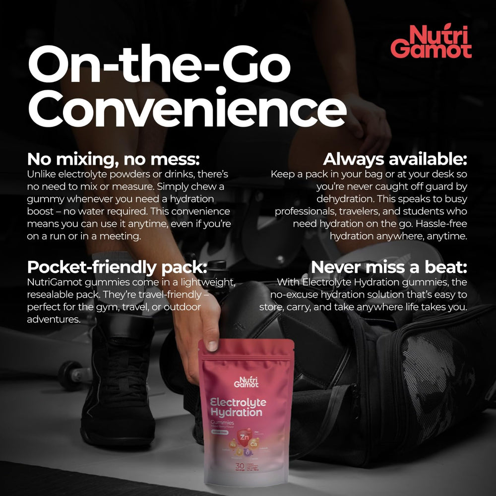 NutriGamot portable hydration gummies fit in gym bags.