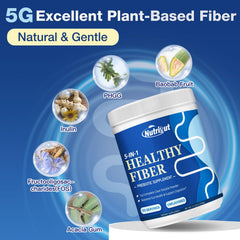 NutriGut Fiber scoop highlights convenient serving for 5g soluble fiber.