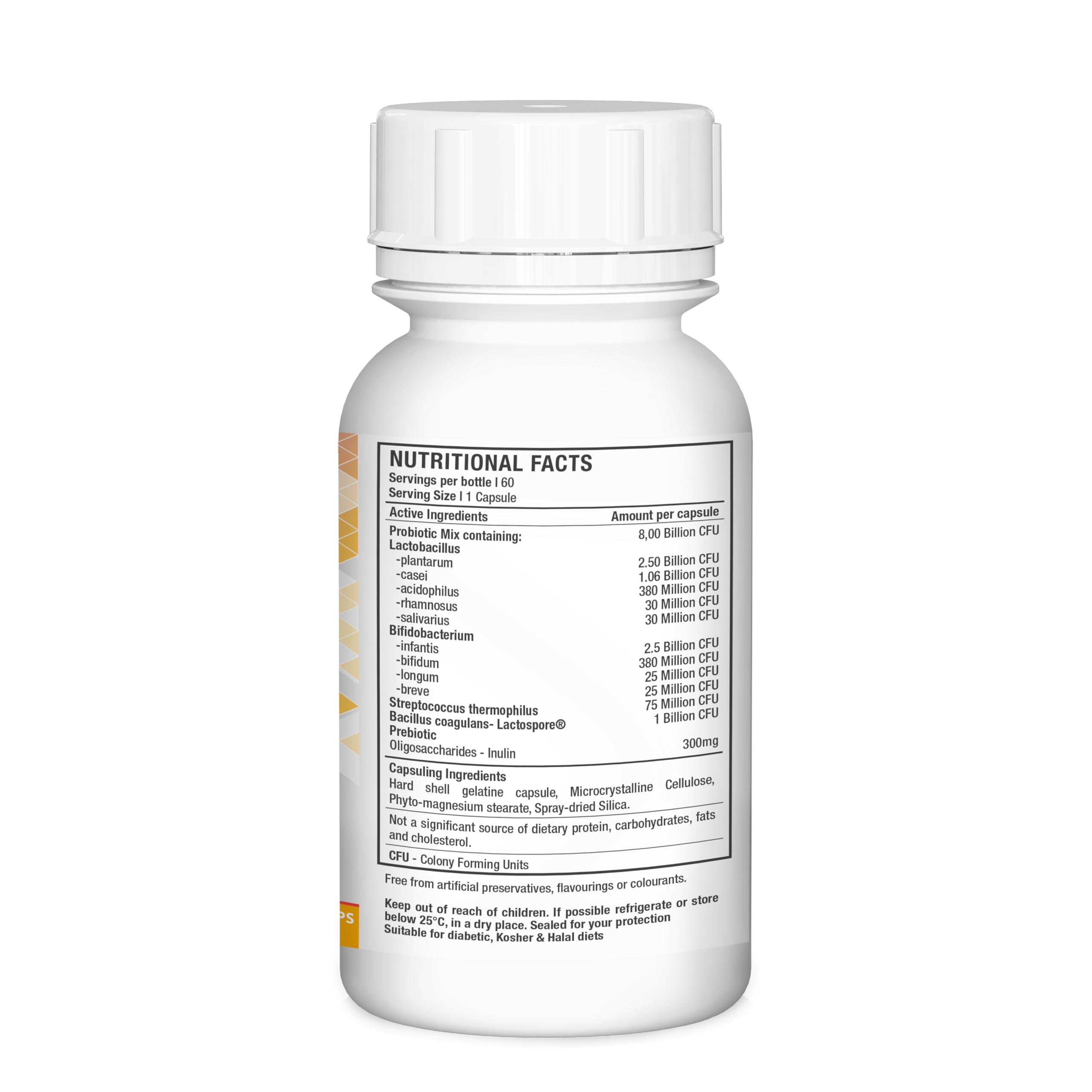 Nutriherb IBS 8 probiotic capsules close-up for digestive balance.