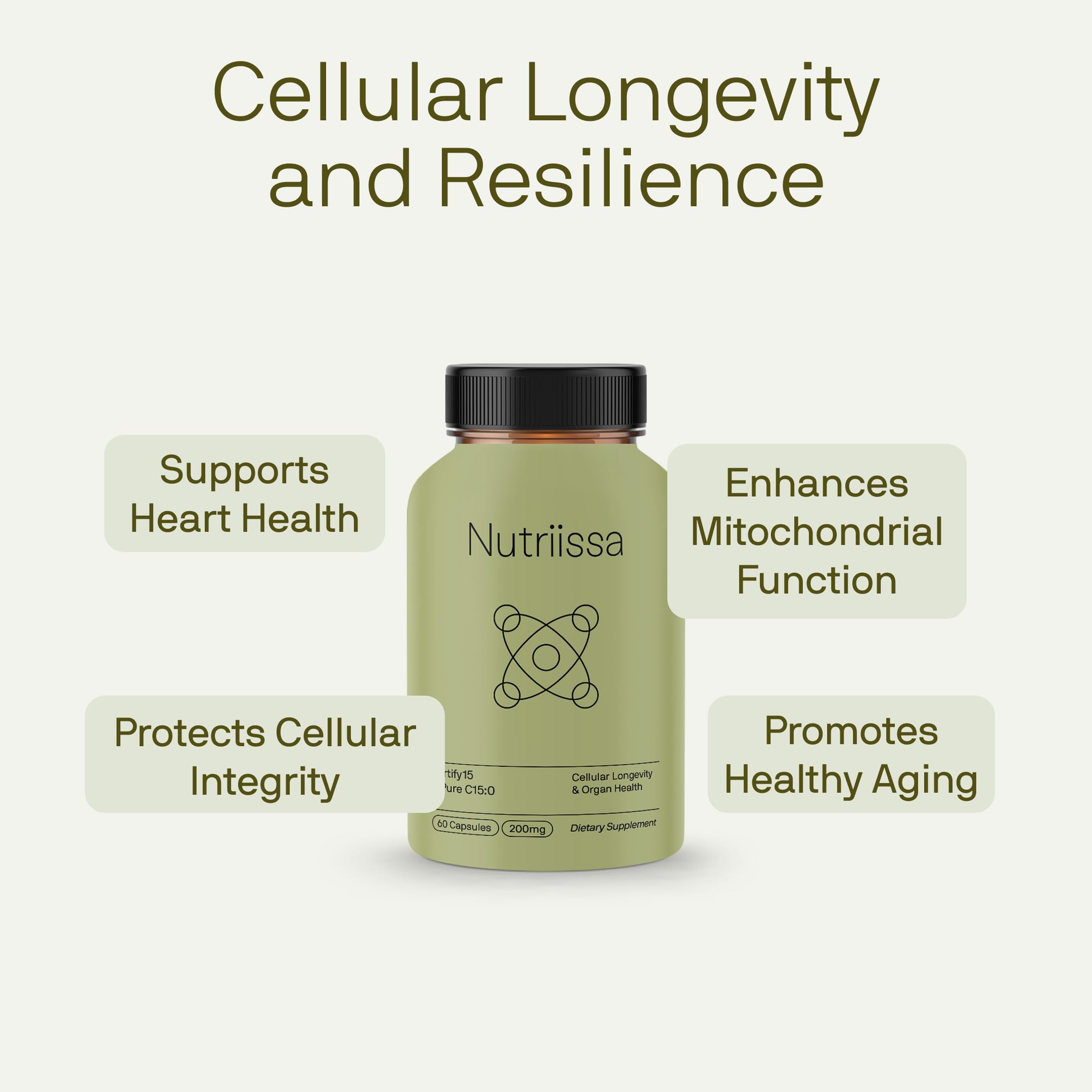 Nutriissa Fortify15 bottle back label displaying dosage and certifications