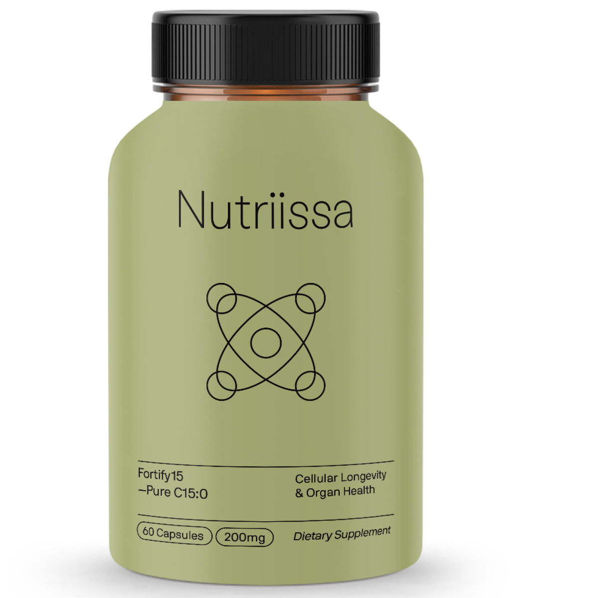 Nutriissa Fortify15 bottle front view showing vegan capsules for daily use