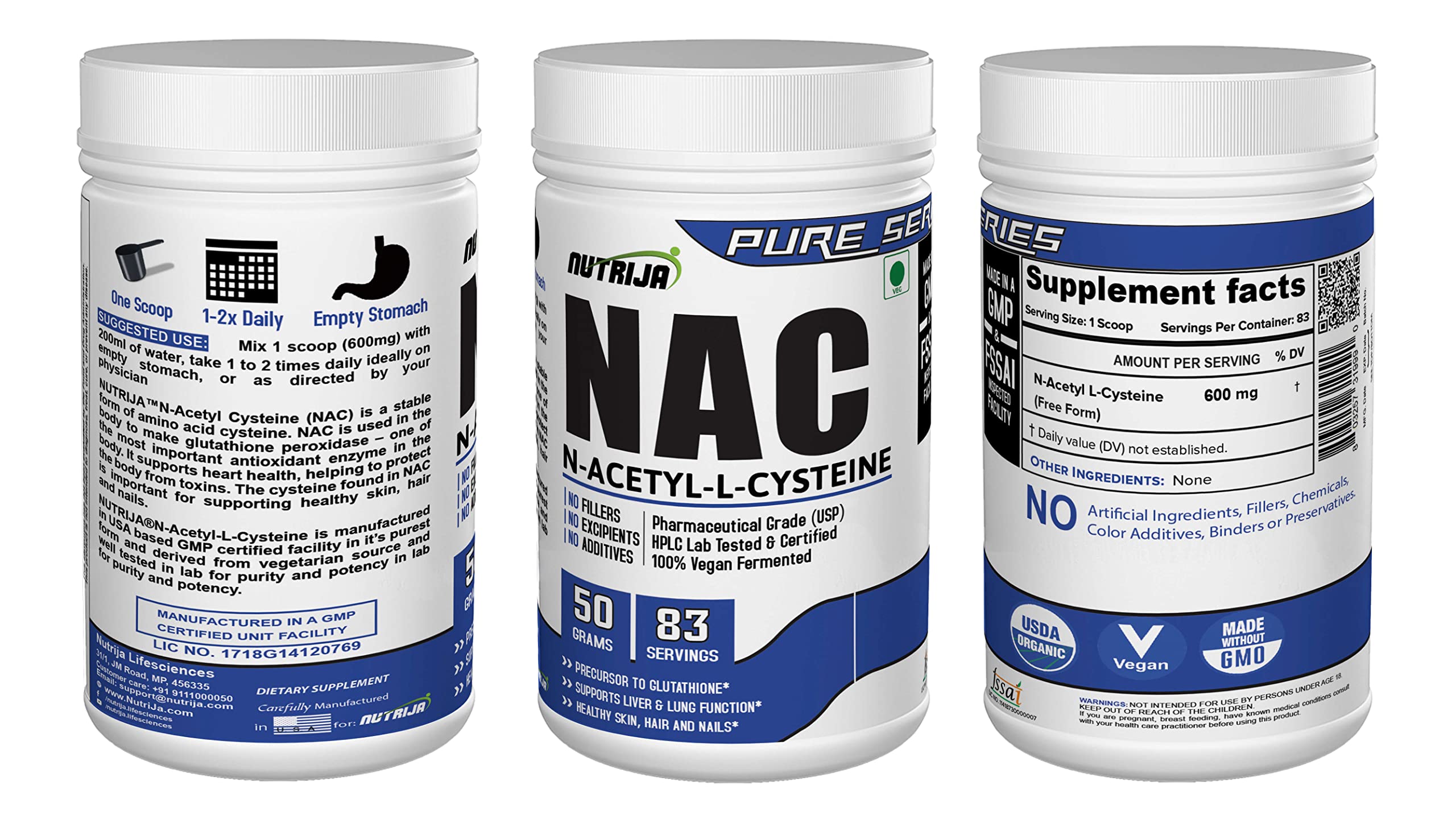 Close-up of NAC powder texture showing fine, pure powder ready to mix