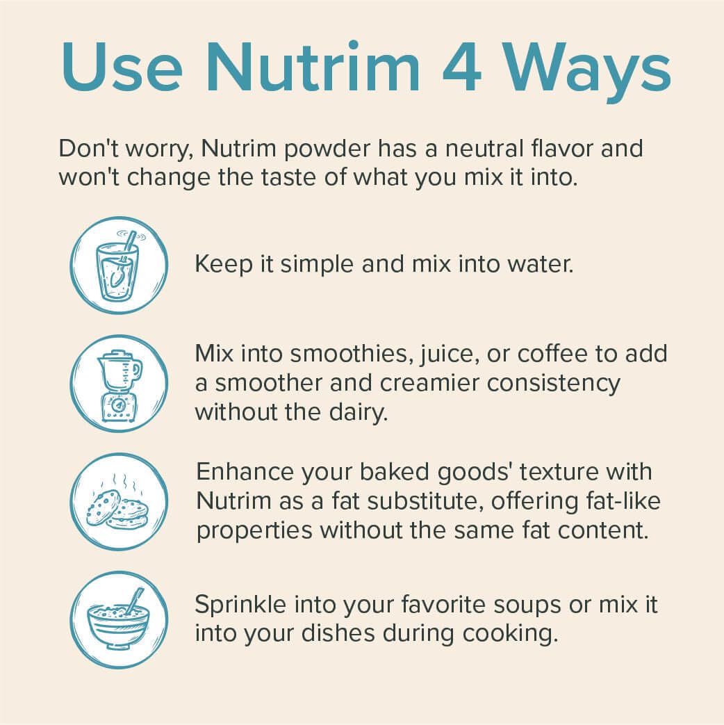 NUTRIM packaging-jar-spoon showcases vegan non-GMO soluble fiber option