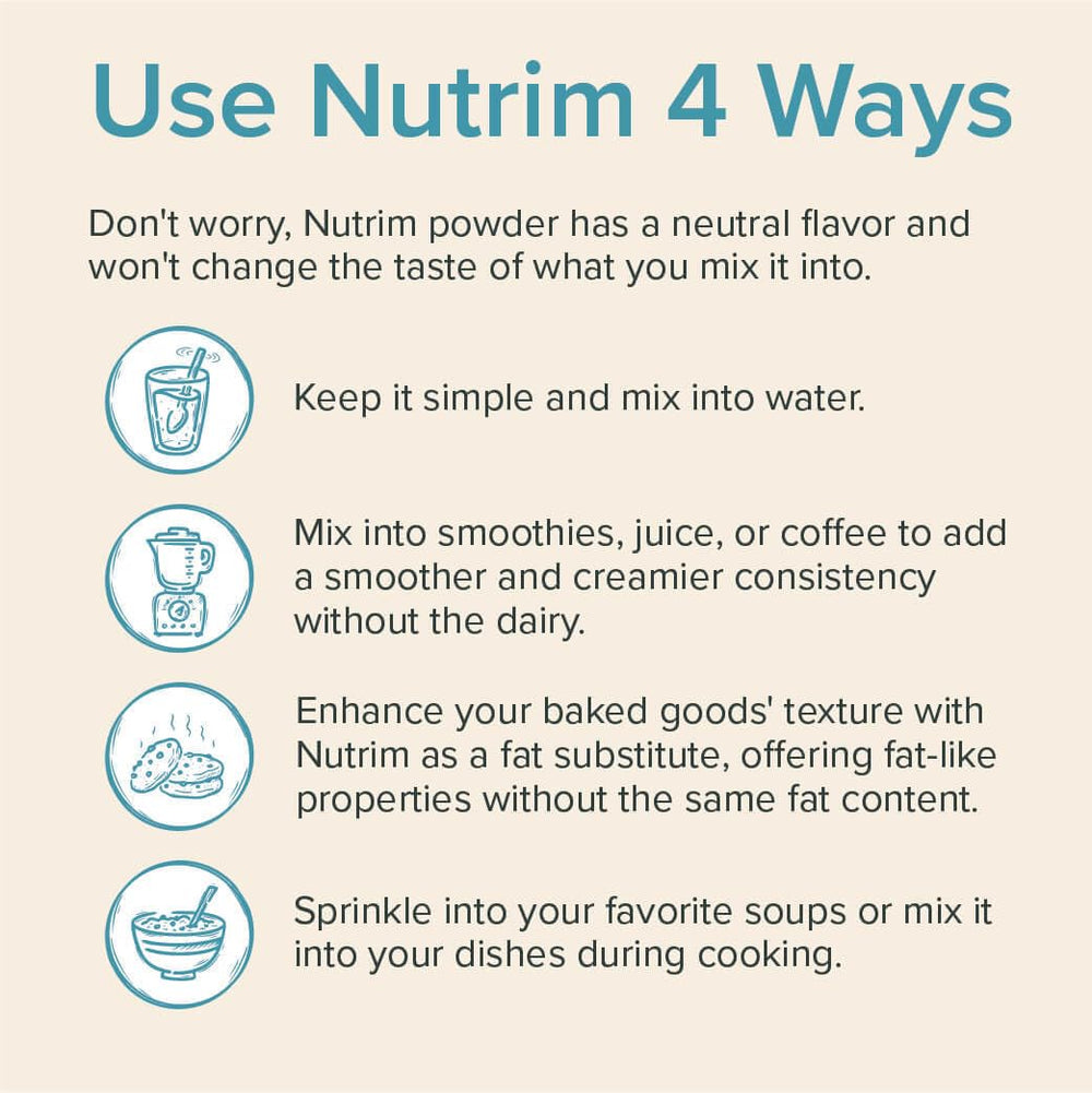 NUTRIM packaging-jar-spoon showcases vegan non-GMO soluble fiber option
